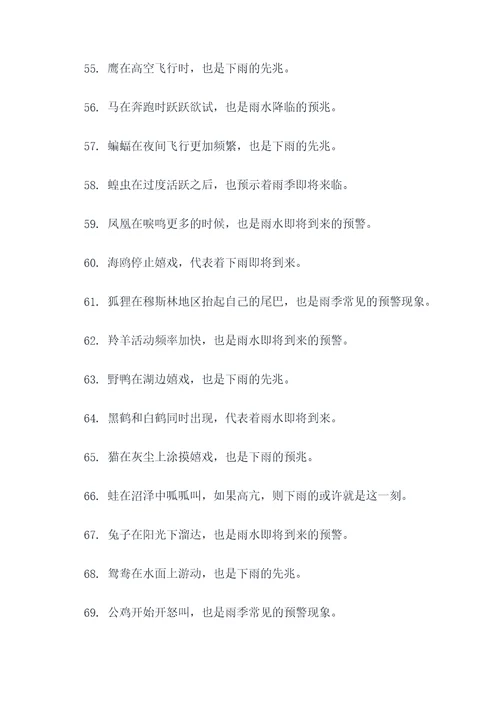 下雨先兆的动物谚语