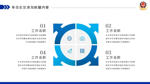 蓝色公安警察工作总结述职报告动态PPT模板