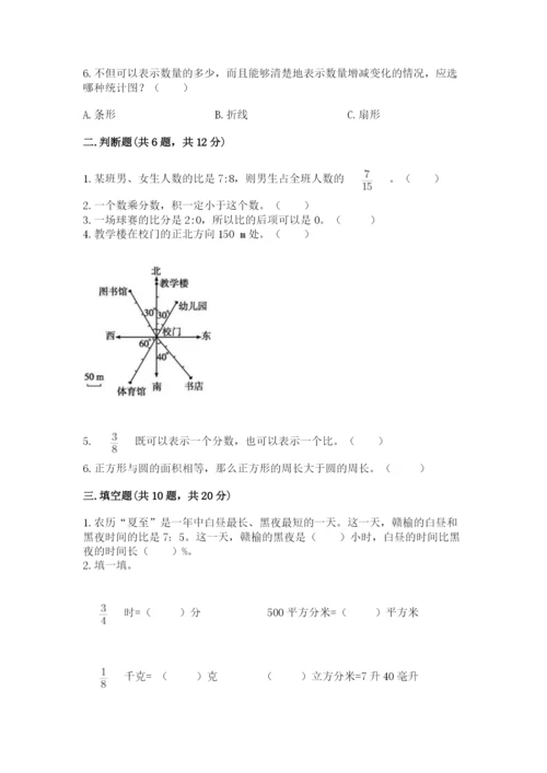 2022人教版六年级上册数学期末测试卷及参考答案【名师推荐】.docx