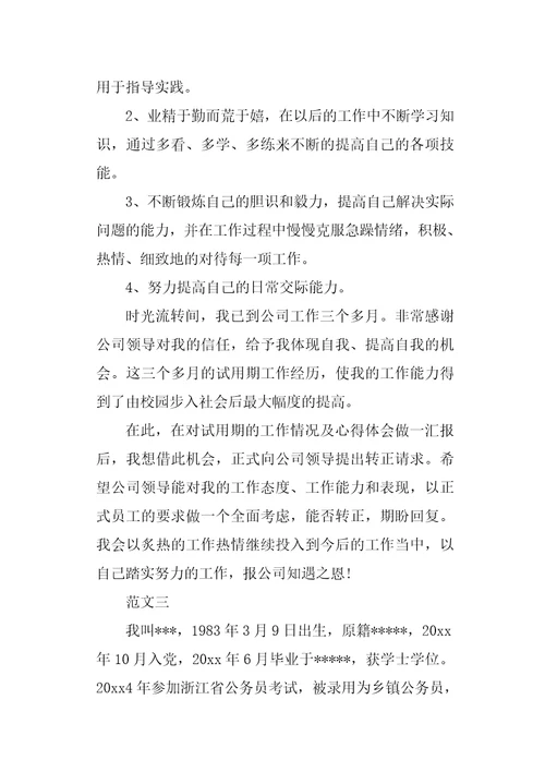 试用期总结及转正申请