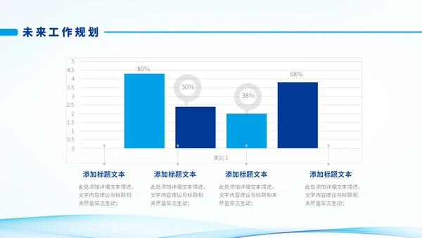 简约风蓝色渐变形状工作总结PPT模版