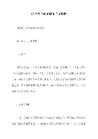 团委领导班子配备方案模板