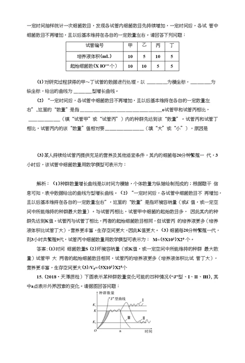 2018-2019学年高中新创新一轮复习生物通用版：课时检测三十三种群的特征和数量变化