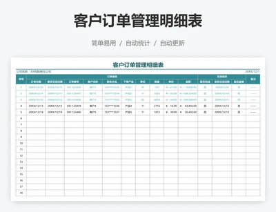 客户订单管理明细表