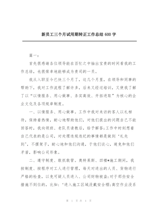 新员工三个月试用期转正工作总结600字.docx