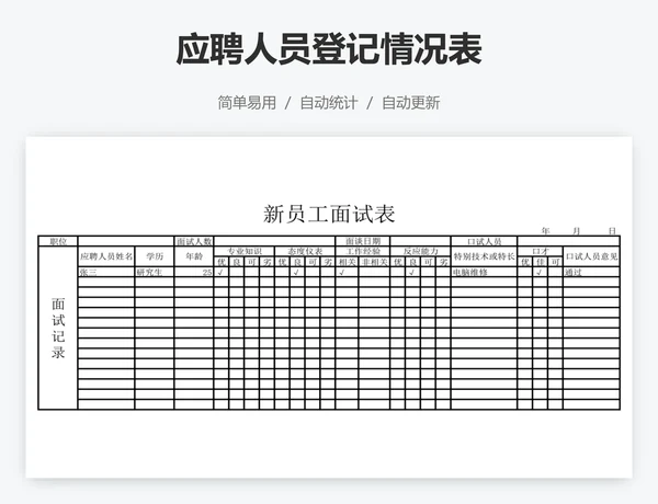 应聘人员登记情况表