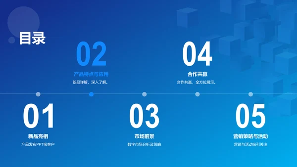 蓝色创意炫酷数字新时代内容领先未来PPT模板