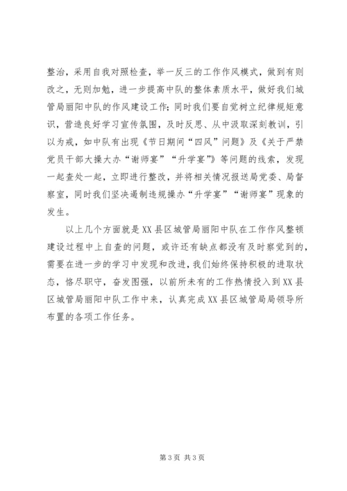 城管中队关于开展作风建设自查自纠的报告.docx