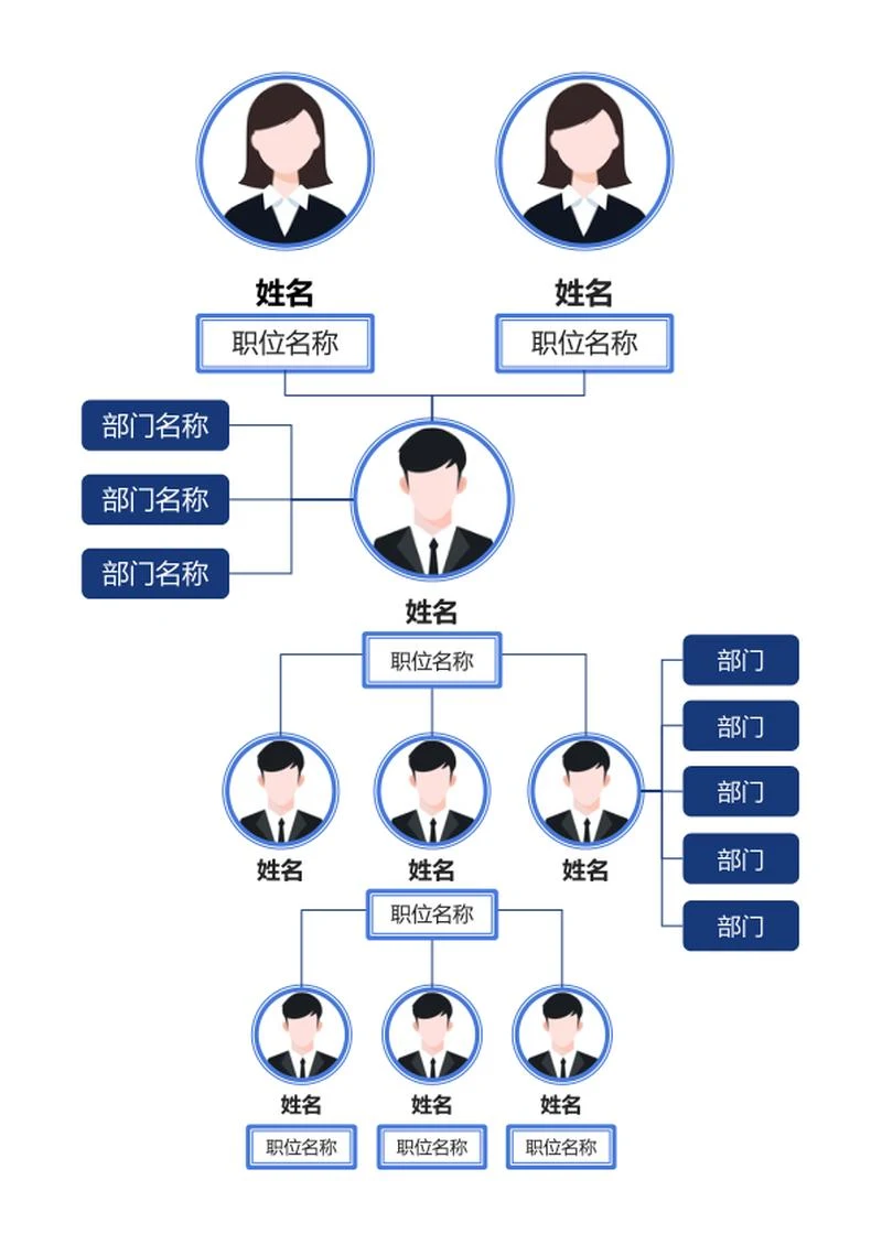 组织架构-简约蓝组织架构设计 Word 模板
