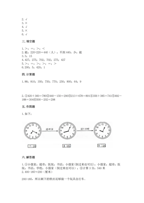 小学三年级上册数学期中测试卷精品（网校专用）.docx