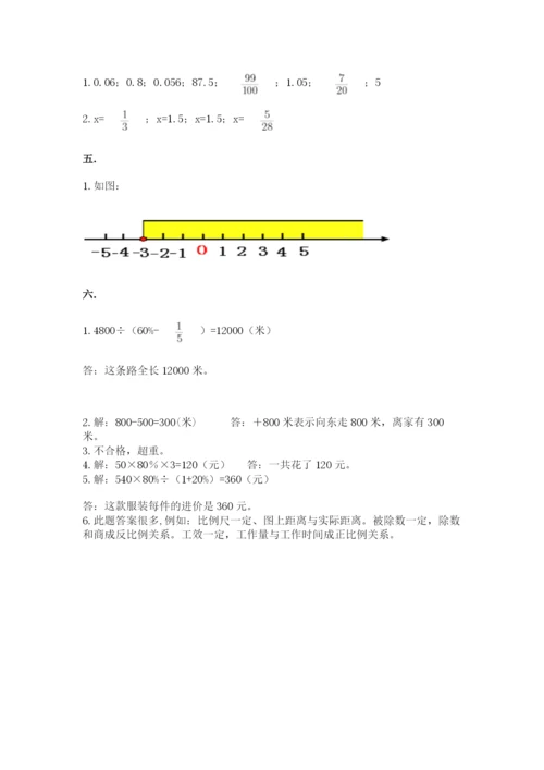 小学数学六年级下册竞赛试题附答案【名师推荐】.docx