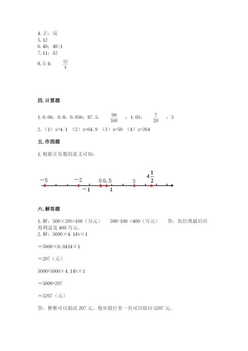 北京版六年级下册数学期末测试卷及参考答案（实用）.docx