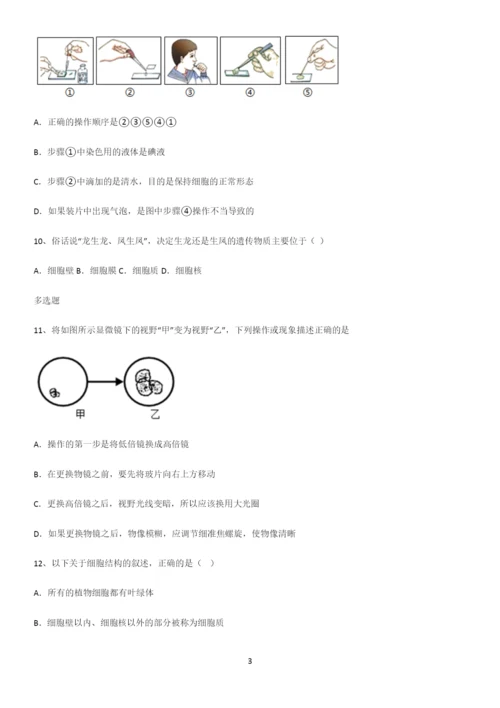 通用版初中生物七年级上册第二单元生物体的结构层次重难点归纳.docx