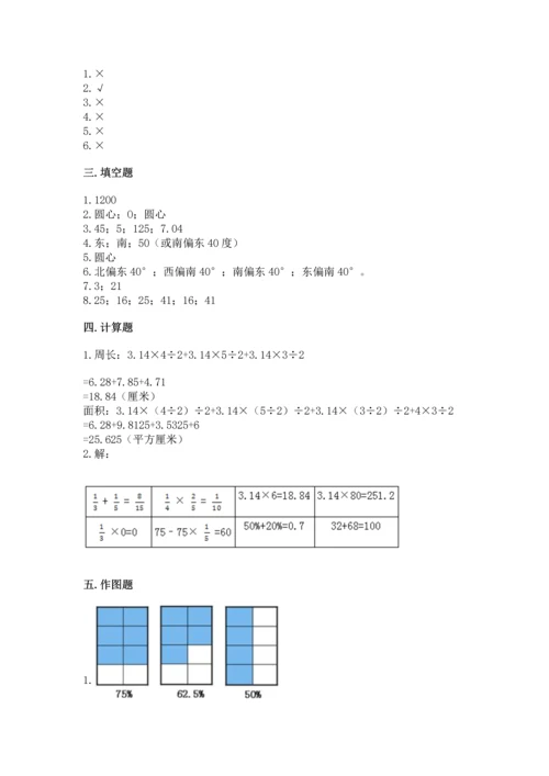 人教版六年级上册数学期末检测卷及答案（精选题）.docx