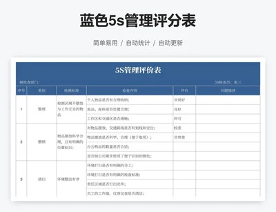 蓝色5s管理评分表