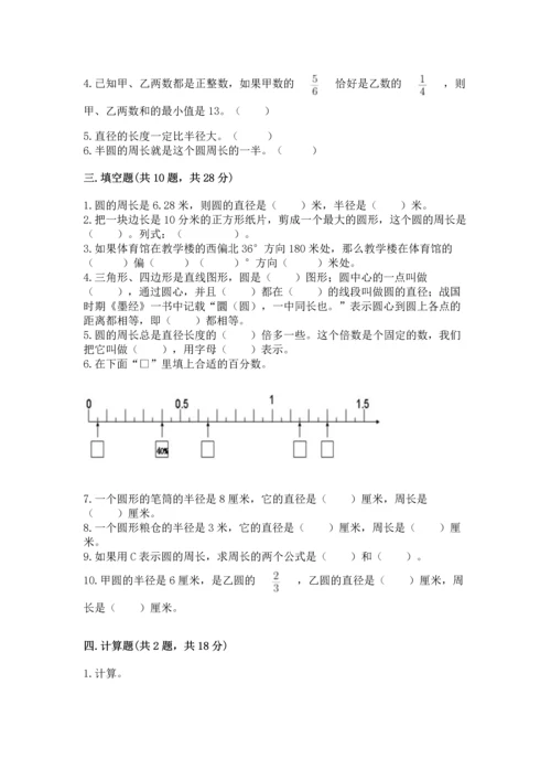 人教版六年级上册数学期末测试卷（夺分金卷）.docx