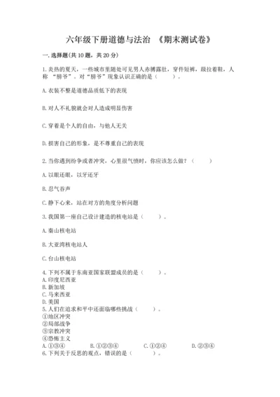 六年级下册道德与法治 《期末测试卷》及完整答案（名师系列）.docx