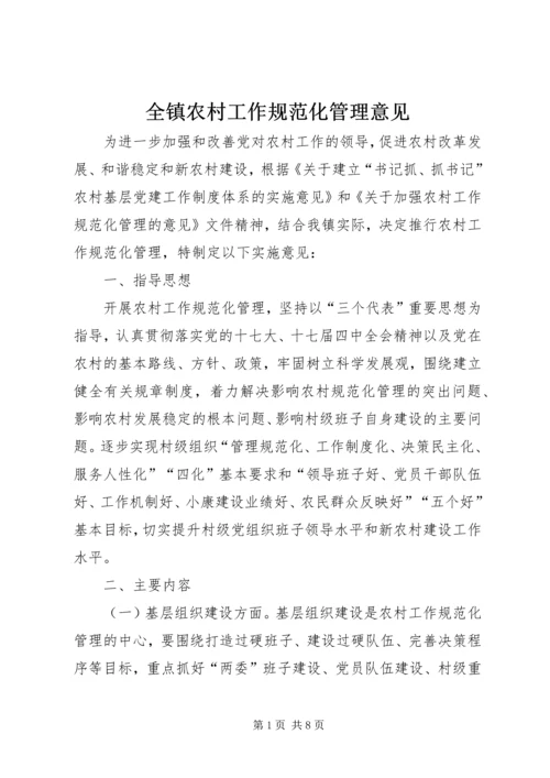 全镇农村工作规范化管理意见.docx