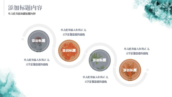 墨绿的花水粉彩绘通用ppt模板