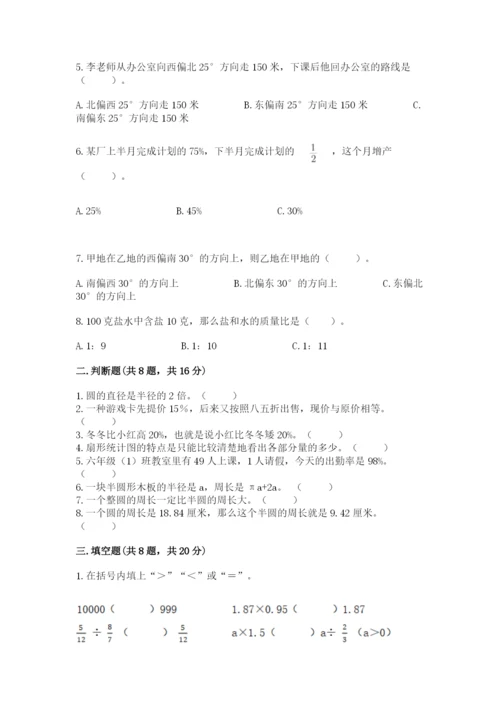 人教版六年级上册数学期末测试卷（典优）word版.docx