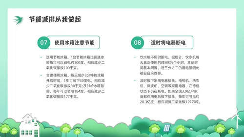 绿色水彩剪纸节能减排培训PPT课件节能宣传周