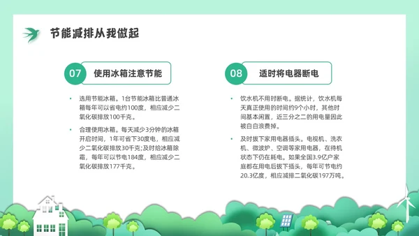 绿色水彩剪纸节能减排培训PPT课件节能宣传周