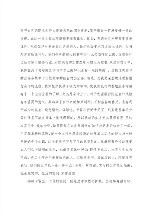 农行暑期实习报告