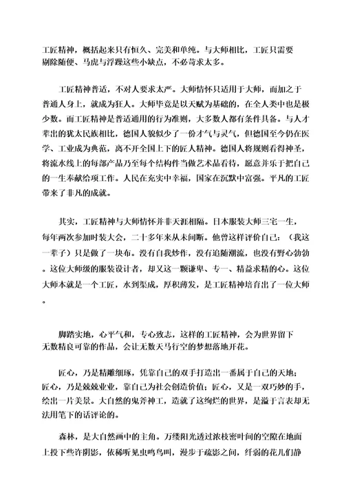 高中工匠精神作文800字19篇