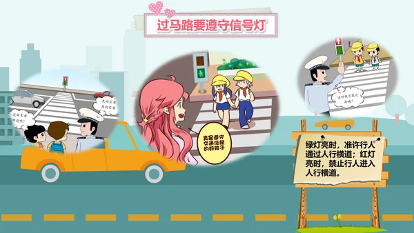 幼儿过马路道路交通安全PPT模板
