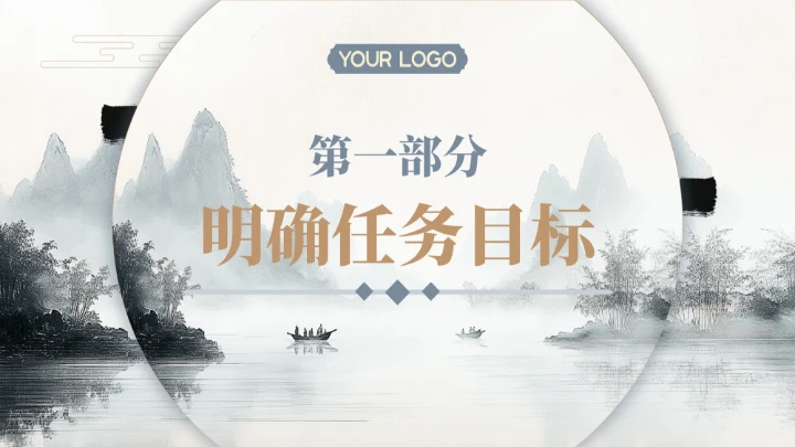 棕色水墨风教学课件中的任务驱动教学PPT模板