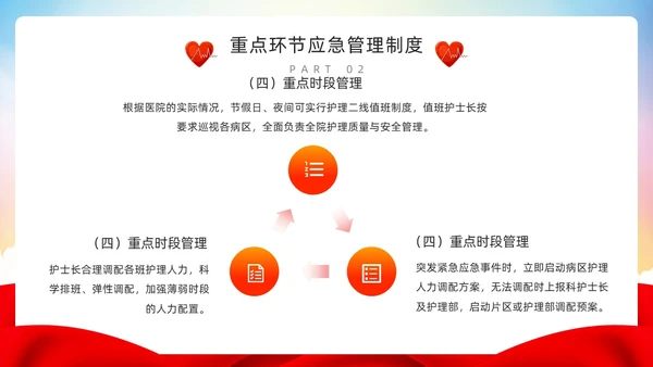 红色简约风护理重点环节应急管理PPT模板