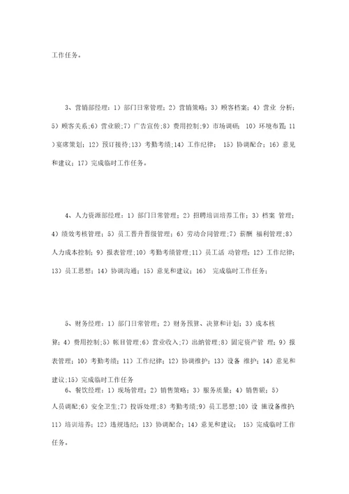 酒店经营管理绩效考核方案