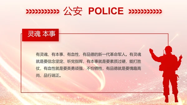 红色公安民警风采展示PPT动态模板