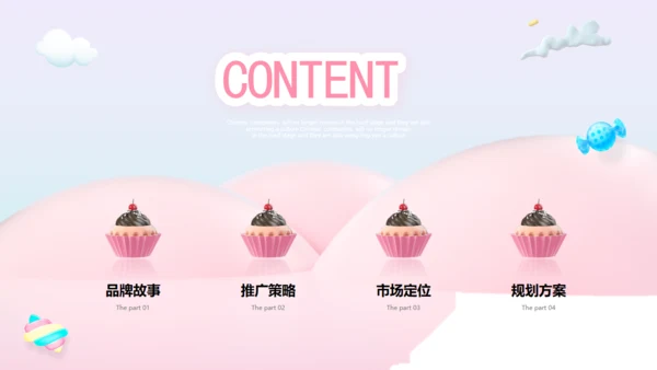 甜蜜时光，甜品糖果通用PPT模板