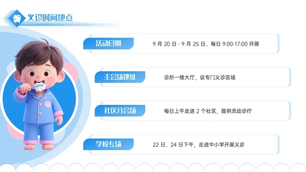 蓝色3D立体风口腔诊所宣传活动PPT模板