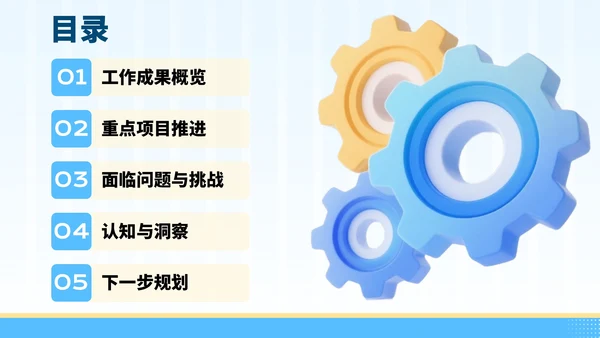 蓝黄色3D风格-制造业企业年中汇报总结