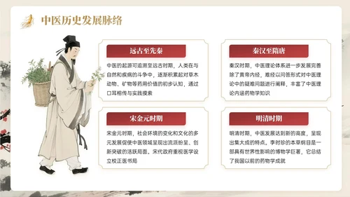 棕红色中国风关于中医体验研学活动PPT模板