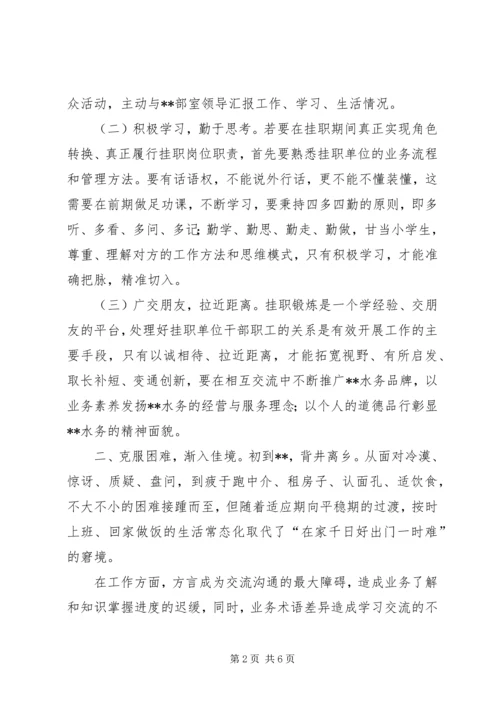 外派挂职市水务集团干部工作感悟.docx