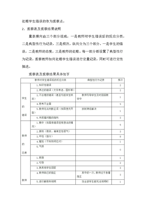 教师教学机智课堂观察报告（样本）