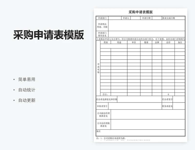 采购申请表模版