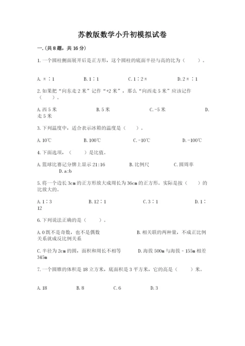 苏教版数学小升初模拟试卷附参考答案（夺分金卷）.docx