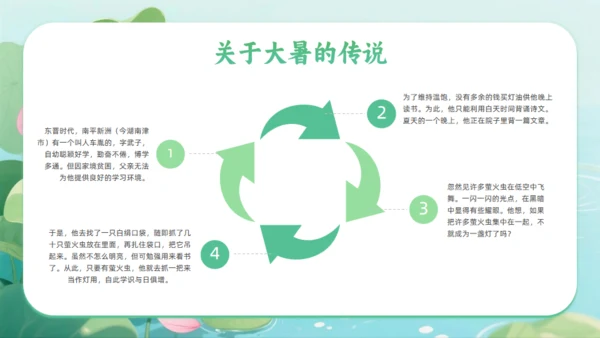 清新绿色插画风大暑二十四节气夏季通用PPT模板