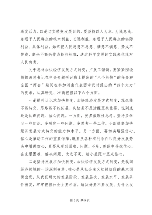 加快经济发展方式转变研讨班开班卢展工讲话(图) (2).docx