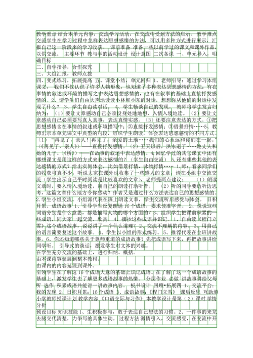 五年级语文下册第四单元表格式教案(人教版).docx