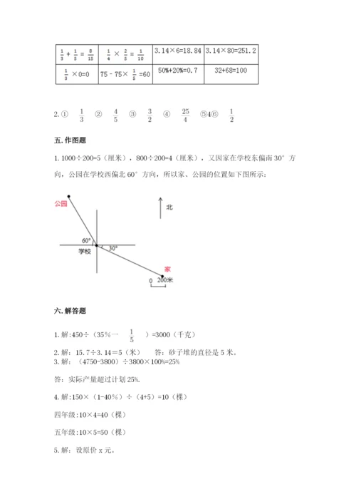 六年级数学上册期末考试卷及完整答案（名校卷）.docx
