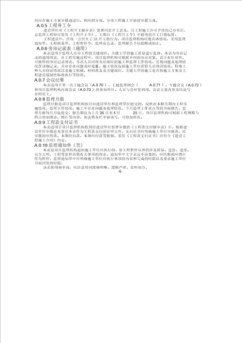 江苏省建设工程监理现场用表第六版