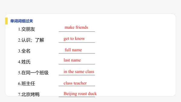 【学霸提优】Unit 1  You and Me 单元复习课件 人教版（2024）英语七上单元归类复