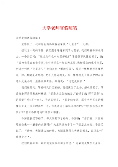 大学老师寒假随笔