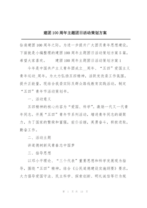 建团100周年主题团日活动策划方案.docx