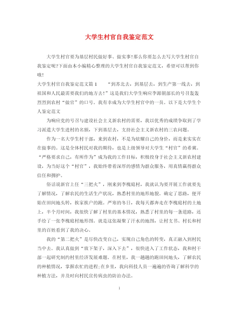精编之大学生村官自我鉴定范文2.docx